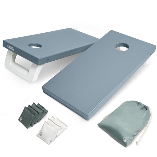 Coast Modern All Weather Cornhole Board Set - 4 x 2 ft Regulation Size - Premium Outdoor Game for Adults & Family - color: Stone Blue