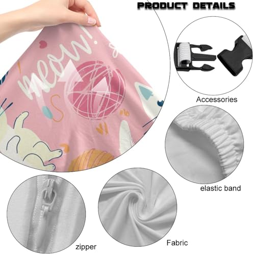 Cartoon Cat Print Gaming Chair Slip Cover Set Universal Fit Computer & Gaming Chair Slipcover with 2 Armrest Covers for Computer Office Seat, Pink - color: Pink - Cartoon Cat