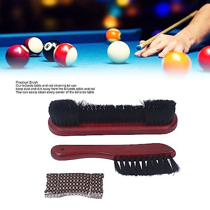 Billiards Pool Table and Rail Brush Set, Cue Cleaning Cloth, Club Wipe Dry Cloth, Pool Table Accessories Brush Kit for The Cleaning and Maintenance of Billiard Tables - color: Burgundy