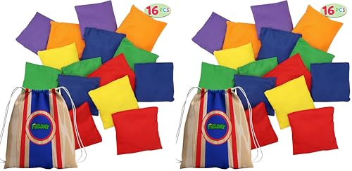 JOYIN 16 Cornhole Bean Bags for Tossing (4.7” x 4.7”), Durable Nylon All-Weather Game, Includes 15 Bean Bags and a Carry Bag, Cornhole Game Set, Party Supplies for Kids & Adults - size: one size fit all (Pack of 2)