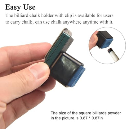 LAKE OF FIRE Chalk Holder Pool Billiards, Pool Cue Chalk Holder with Magnetic Belt Clip Snooker Billiard Accessories - color: Green, style: Square