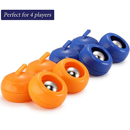 8 Pieces Mini Shuffleboard Pucks Tabletop Curling Game Pucks Replacement Shuffleboard Rollers Sliding Bead Games for Adults (Blue, Orange)