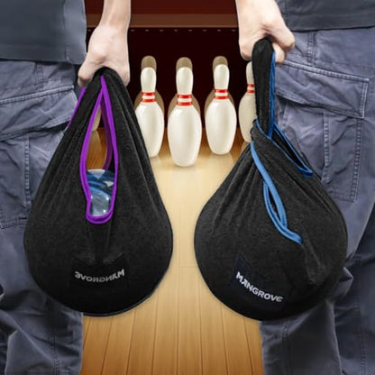 Mangrove Bowling Ball Polisher, Microfiber Bowling Towel See-Saw for Bowlers, Large Washable Bowling Shammy Seesaw, Ball Cleaner Holder Bag - color: 2-Pack/Purple+Black