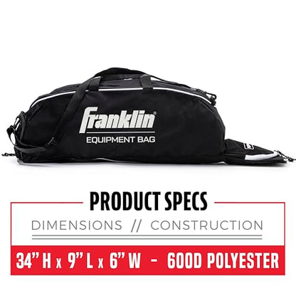 Franklin Sports Youth Baseball + Softball Bat Bag - Boys + Girls Tee Ball, Softball + Baseball Bag for Kids - color: Black