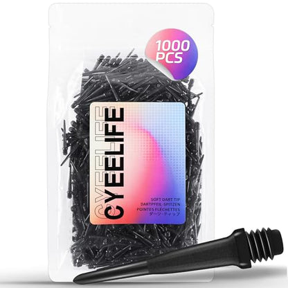 CyeeLife 2BA Thread Soft Tip Dart Points - Plastic Dart Tips - 100/1000 Pack Premium Replacement Dart Accessories - color: 1000pcs-cl11model