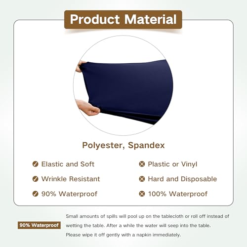 Small Round Fitted Table Cover Cocktail Table Topper Cap Elastic Tablecloth Stretch Spandex Tables Cloth for Bar Pub Party Navy 30 Inch - color: Navy, size: 30" (Round)