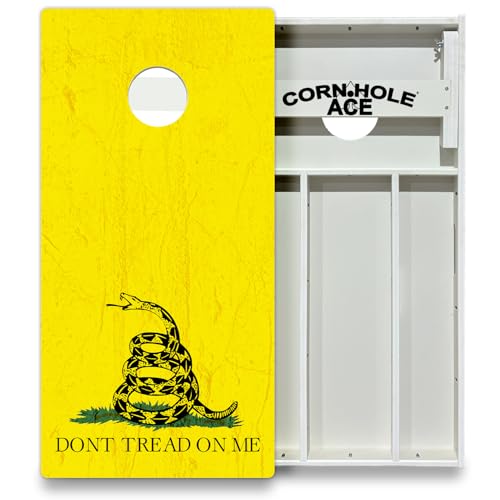 CornholeAce American Flag Series All Weather Pro Cornhole Board Set - Waterproof 4x2 Regulation Size, Made in USA, Triple Wide Legs, 3/4" PVC, Tournament Boards, Rainproof Outdoor Set (2 Boards) - color: DTOM