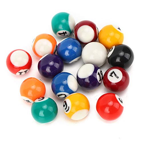 HEITIGN 16Pcs Billiard Ball Mini Size 2.5cm/0.98inch Resin Pool Balls Set Pool Table Accessories for Replacement