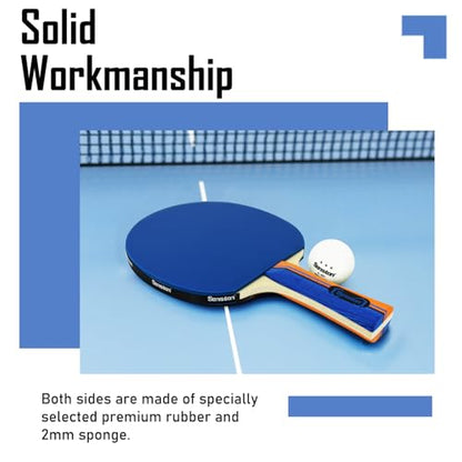 Senston Ping Pong Paddles Family Entertainment Set for Entertainment or Competition - Ping Pong Paddle Set - color: Blue