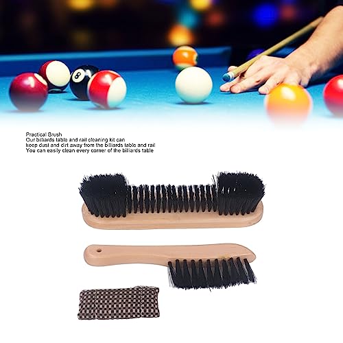 Billiards Pool Table and Rail Brush Set, Cue Cleaning Cloth, Club Wipe Dry Cloth, Pool Table Accessories Brush Kit for The Cleaning and Maintenance of Billiard Tables - color: Wooden Colours