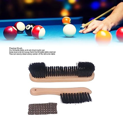 Billiards Pool Table and Rail Brush Set, Cue Cleaning Cloth, Club Wipe Dry Cloth, Pool Table Accessories Brush Kit for The Cleaning and Maintenance of Billiard Tables - color: Wooden Colours