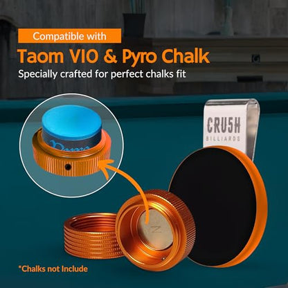 Magnetic Chalk Holder with Lid & Belt Clip – Round Billiard Pool Cue Chalk Holder with Strong Magnet, Portable Snooker Chalk Case for Players - color: Orange