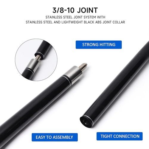 GSE Games & Sports Expert 58" 2-Piece Fiberglass Graphite Composite Billiard Pool Cue Sticks (Several Colors Available, Weight from 18oz, 19oz, 20oz, 21oz) - color: Black, style: 18oz