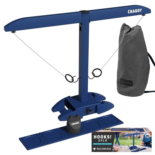Craggy Games Ring Toss & Shot Ladder Game Hooks XPLR - Portable Aluminum Hook and Ring for Indoor/Outdoor Games - Game Night, Party Games, Travel, Multiplayer Fun - color: Harbor