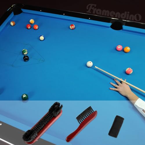 Framendino, 3 Pack Billiards Pool Table Rail Brush Cleaning Tools Set with Cleaner Cloth Wine Red - color: Wine Red