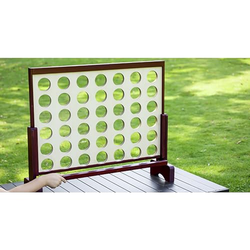 Giant 4 in a Row Game Outdoor and Indoor | Wooden Four in A Row Game Jumbo for Adults and Kids, Yard Games | Family Fun with 42pcs Chips and Durable Carrying Bag.