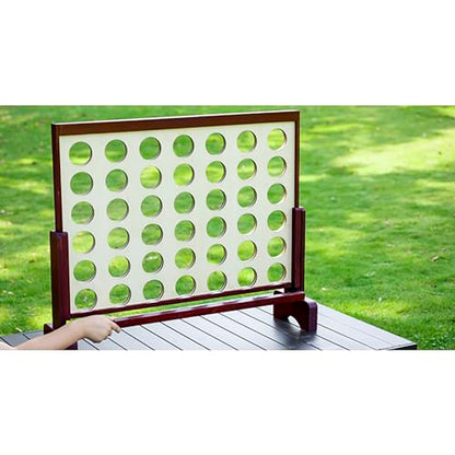 Giant 4 in a Row Game Outdoor and Indoor | Wooden Four in A Row Game Jumbo for Adults and Kids, Yard Games | Family Fun with 42pcs Chips and Durable Carrying Bag.