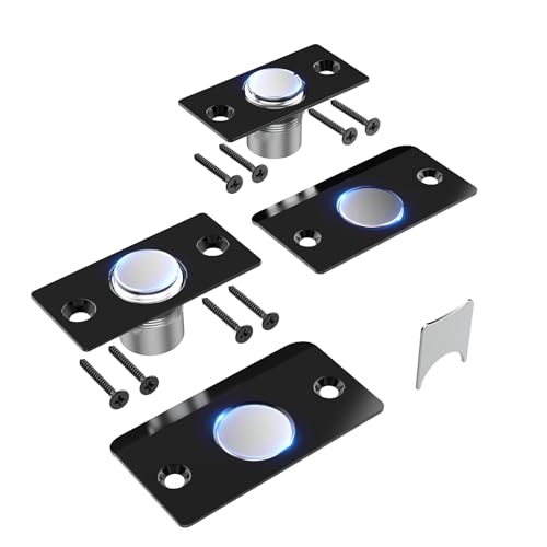 Mousike Door Ball Catch Hardware, Adjustable Hidden Magnetic Ball Catch, Stainless Steel Strike Plate with Strong Suction, Door Ball Catch Replacement for Top of Door(2 Pack, Black) - color: Black, size: 2 Pcak - Magnetic