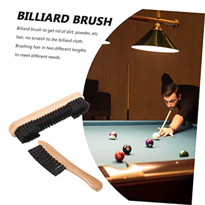 Happyyami 2pcs Wooden Pool Table Brush Set Billiard Cleaner for Dust Removal Includes Brush Rail Cleaner Essential Billiards Accessory for Club Home Use