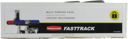 Rubbermaid FastTrack Rail Garage Organization Multi-Purpose Hook 50 lbs Capacity Satin Nickel Wall Mounted Storage System Direct Mount into FastTrack Garage Rail for Home/Garage Organization - style: Multi-Purpose Hook