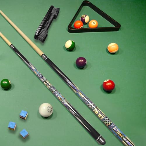 2-Piece Canadian Maple Pool Cue Stick with Portable Hard Case -12.5mm Leather Tip, 58" Billiard Sticks 19 oz/ 20 oz - Precision Crafted for Straight Shots and Balanced Performance - style: Blue-20 oz