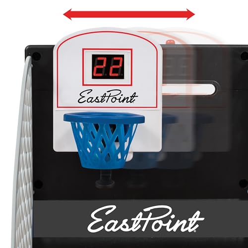 EastPoint Tabletop Movin Hoops Arcade Basketball Hoop - Black & Red, 2-Player - LED Scoreboard for Indoor Basketball Game - Spring-Loaded Launchers for Kids Toys - Durable Plastic Build for Boys Toys