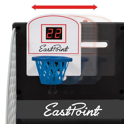 EastPoint Tabletop Movin Hoops Arcade Basketball Hoop - Black & Red, 2-Player - LED Scoreboard for Indoor Basketball Game - Spring-Loaded Launchers for Kids Toys - Durable Plastic Build for Boys Toys