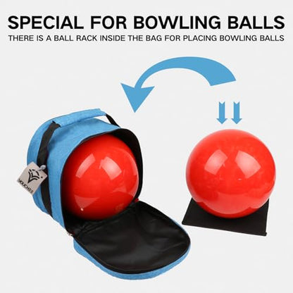 Compact Single Bowling Ball Tote Bag for Spare Ball, Lightweight One-Ball Bowling Bag with Built-In Ball Holder, Easy Carry Handle, Durable for Practice & League Play - color: Blue