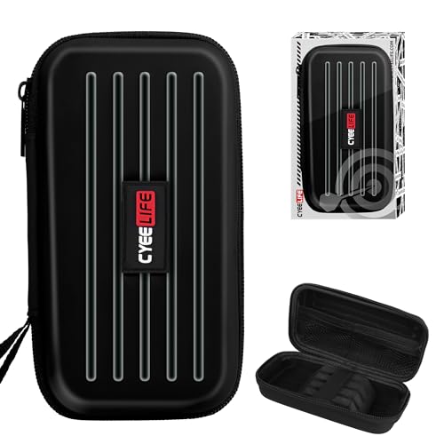 CyeeLife Dart Case - Carrying Case for Steel or Soft Tip Darts, Holds 3 Darts and Extra Accessories, Built-In Storage Tubes and Pockets for Flights, Tips, Shafts