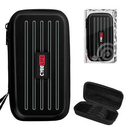 CyeeLife Dart Case - Carrying Case for Steel or Soft Tip Darts, Holds 3 Darts and Extra Accessories, Built-In Storage Tubes and Pockets for Flights, Tips, Shafts
