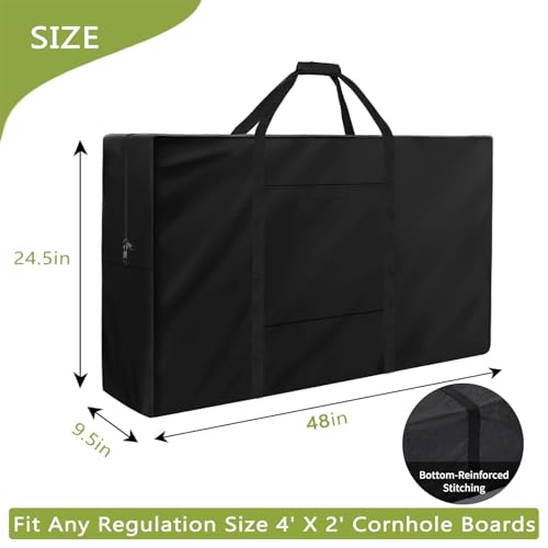 Cornhole Carrying Case,4' X 2' Cornhole Bag Carrying Cases,Weatherproof Cornholes Board Carrying Case - Includes 2 Pockets & Padded Shoulder Strap(Regulation Size) - size: 4' x 2' Regulation Size