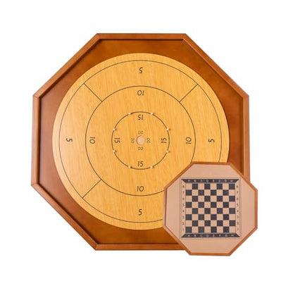 27 Inch Crokinole Board Game, Crokinole & Checkers with 22 Inch Playing Surface, 24 Discs and Storage Bag, Canadian Heritage Tabletop Games, Dexterity Krokinole Games for Families and Friends - style: 27 Inch