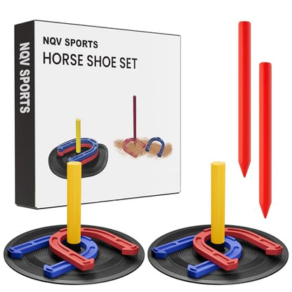 NQV Horseshoe Outside Game, Horse Shoe Game Kit, Horseshoe Set for Kids Adults. - style: indoor outdoor horseshoe set