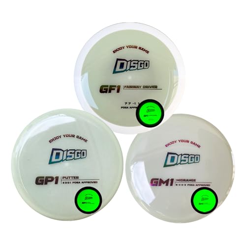 DISGO Disc Golf Disc Set- 170-178g Glow-in-The-Dark Disc | Putter, Midrange, and Driver | Professional Golf Discs for Outdoor Games & Competition PDGA Approved - color: GLOW SET