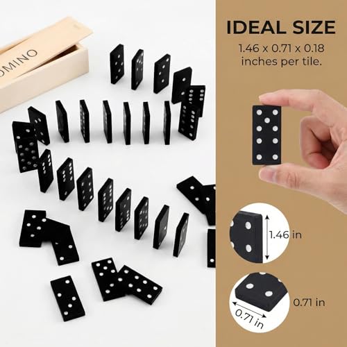 Mini Wooden Dominoes Set for Adults, 2 Pack - Classic Double Six Domino Game in a Wooden Case - Educational Board Games & Activity for Teens, Adults - style: 2 Pack