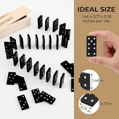 Mini Wooden Dominoes Set for Adults, 2 Pack - Classic Double Six Domino Game in a Wooden Case - Educational Board Games & Activity for Teens, Adults - style: 2 Pack