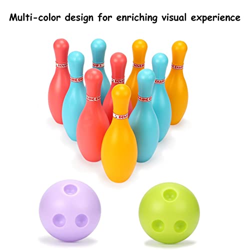 RiToEasysports Kids Bowling Set, Plastic Indoor Outdoor Game Toy for Children with 6 Pins and 2 Balls, Develops Motor Skills Hand Eye Coordination, Great Parties School Activities