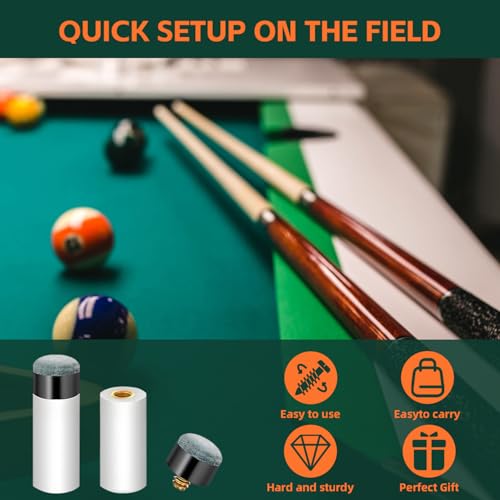 Pool Cue Tips Replacement Kit - Screw On Pool Stick Tips, Billiard White Ferrules, No Need Glue or Clamp for Snooker and Pool Cues, 12mm/13mm, 5pcs Each (Blue)