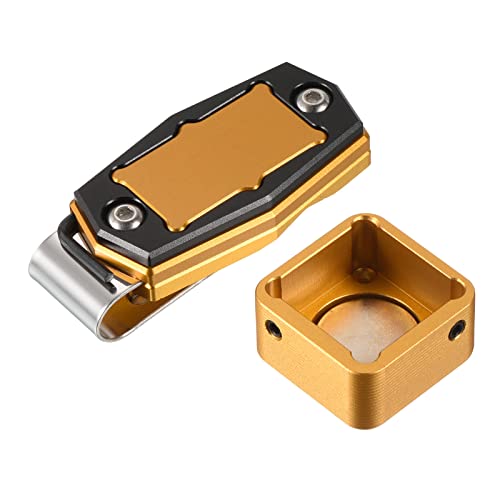 PATIKIL Billiard Magnetic Chalk Holder Aluminum Alloy Pool Billiard Cue Chalk Tip Case with Belt Clip for Snooker Sports Accessories - color: Gold Tone