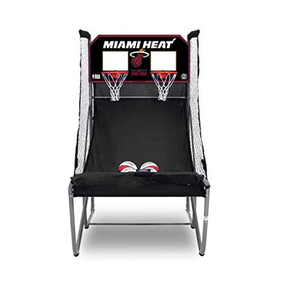 Pop-A-Shot - Home Dual Shot Arcade Basketball Game with NBA Graphics l Sensor Scoring l 16 Game Modes l 7 Balls l Foldable Storage l for All NBA Fans - style: Miami Heat