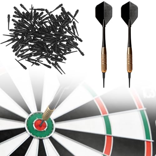300pcs 2BA Thread Soft Tip Dart Points, Black Plastic Replacement Dart Tips for Dart Board Easy Install Dartboards Accessories