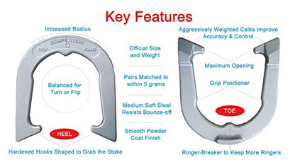 Competition Tournament Pitching Horseshoes - NHPA Sanctioned for Tournament & League Play - Drop Forged Construction - One Pair (2 Shoes)