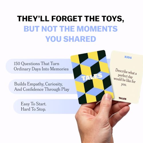 TALES 150 Conversation Cards, Kids Edition, Fun Family Games for Kids, Perfect for Dinners, Road Trips, Classrooms & Game Nights, Gifts & Gatherings, Conversation Starters to Spark Creativity - color: Kids Edition
