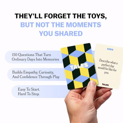 TALES 150 Conversation Cards, Kids Edition, Fun Family Games for Kids, Perfect for Dinners, Road Trips, Classrooms & Game Nights, Gifts & Gatherings, Conversation Starters to Spark Creativity - color: Kids Edition