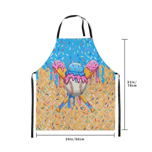 Manfei Baseball Ice Cream Kids Kitchen Apron - color: Azure