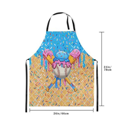 Manfei Baseball Ice Cream Kids Kitchen Apron - color: Azure