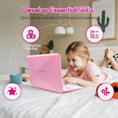 Kids Laptop, Educational Color Screen Laptop with 48 Learning Modes, Laptop for Kids Ages 5+ - style: PINK