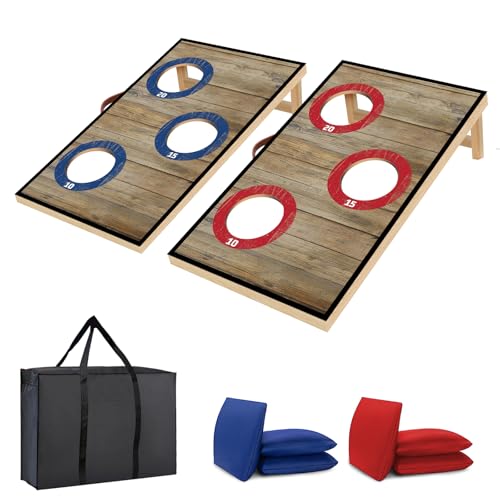 Electronic Cornhole Board Set 3x2ft 4x2ft - Automatic Scoring Corn Hole Game for Adults & Kids - Tailgate Size Infrared Sensing Wood Set with 8 Bags & Carry Case for Backyard, Party & Camping - size: 2 * 1FT
