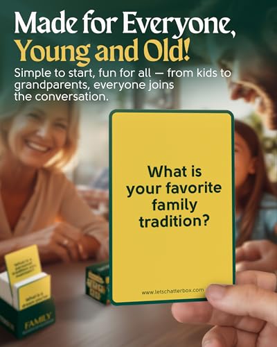 Chatterbox Conversation Cards for Families & Parents, Share Life Stories & Connect with Family & Get to Know You Game, Perfect for Game Night, Family Reunion, Dinner Table or Road Trips, 2+ Players
