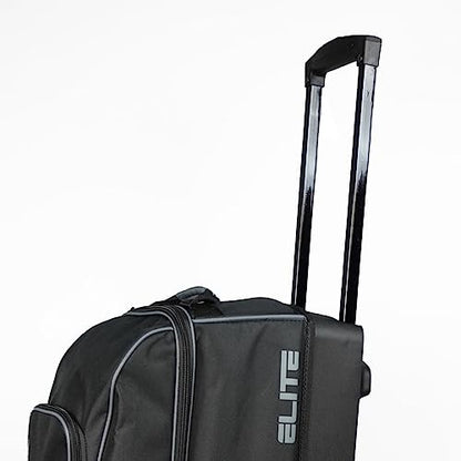 ELITE Basic Triple Roller Black Bowling Bag - 3 Ball Roller, Fits 2 Pairs of Size 15 Shoes, Air Travel-Friendly - color: Charcoal